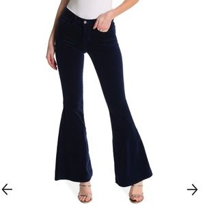 L’Agence Solana Velvet Jeans Flare Boot Cut Denim Navy Blue Size 24